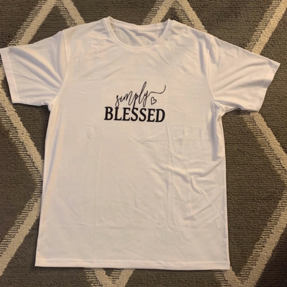White simply blessed tee